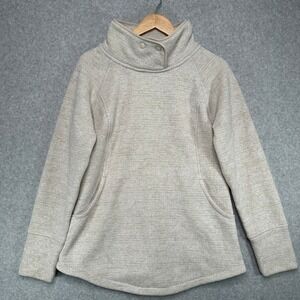 PrAna Womens L Tri Thermal Threads Tunic Fleece Sweater Pullover Kangaroo Pocket